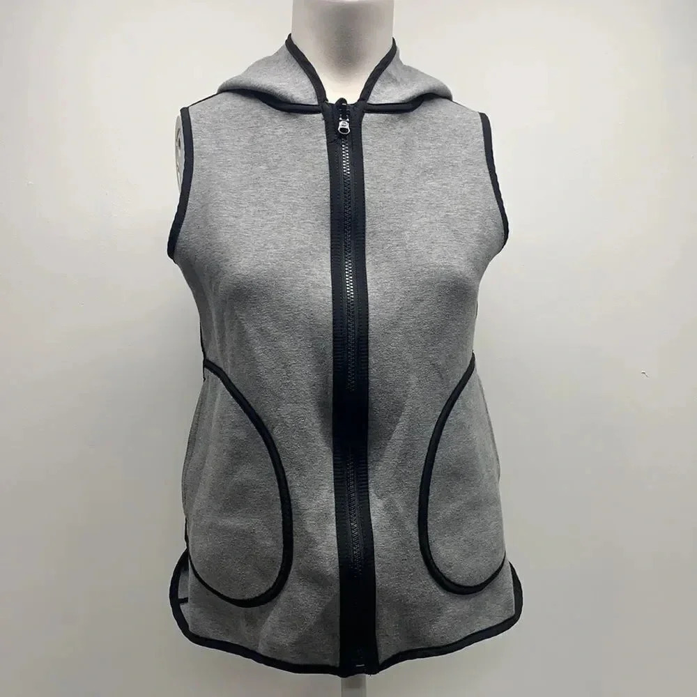 Lululemon Insculpt Vest Sleeveless Hooded Reversible Black Heathered Grey Size 4